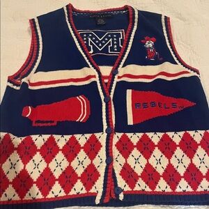 Men's Ole Miss Blue and Red Sweater Vest